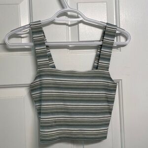 American Eagle Outfitters Green and White Crop Top